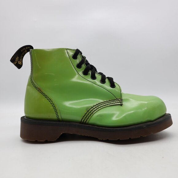 Doc Dr. Marten's Women's UK 4 US 6 Steel Toe Green Patent Leather England - Picture 1 of 12